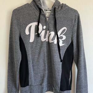 PINK Victoria's Secret Gray and Black Hoodie front zip